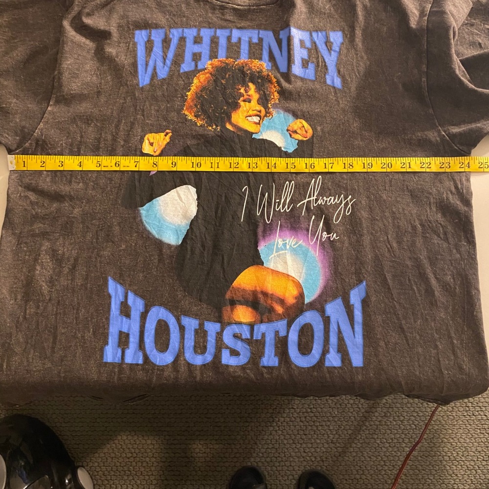 Whitney Houston Graphic T-Shirt XL "I Will Always Love You" Black Wash Slim Fit - Picture 8 of 11